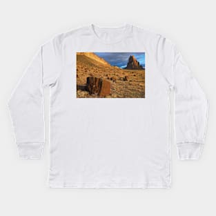 Shiprock The Basalt Core Of An Extinct Volcano Tuff Breccia Ejected Boulders In Foreground Kids Long Sleeve T-Shirt